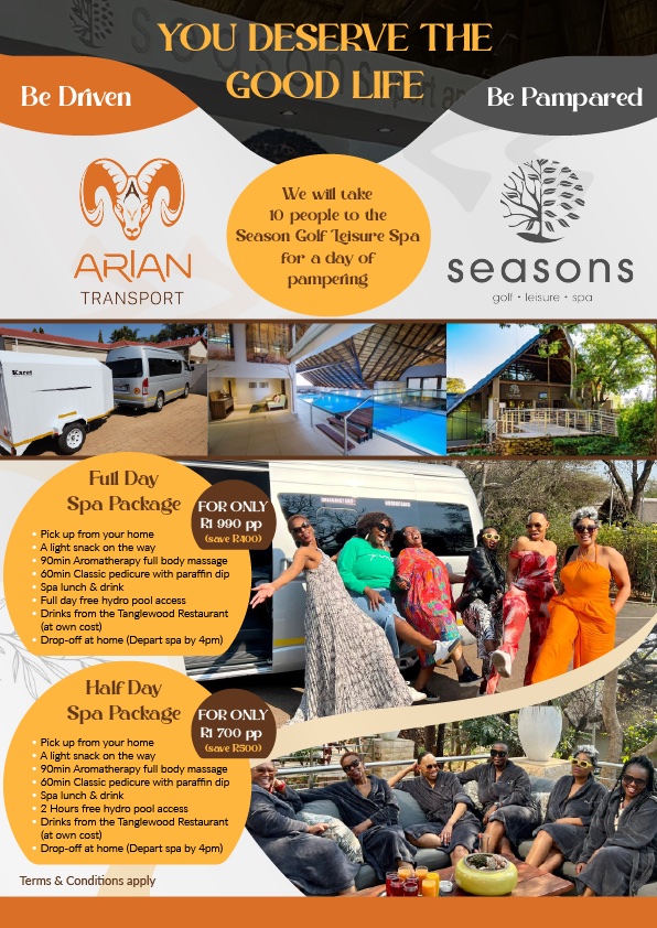 We are running a partnership promo with the Season Spa in Hartbeespoort.
